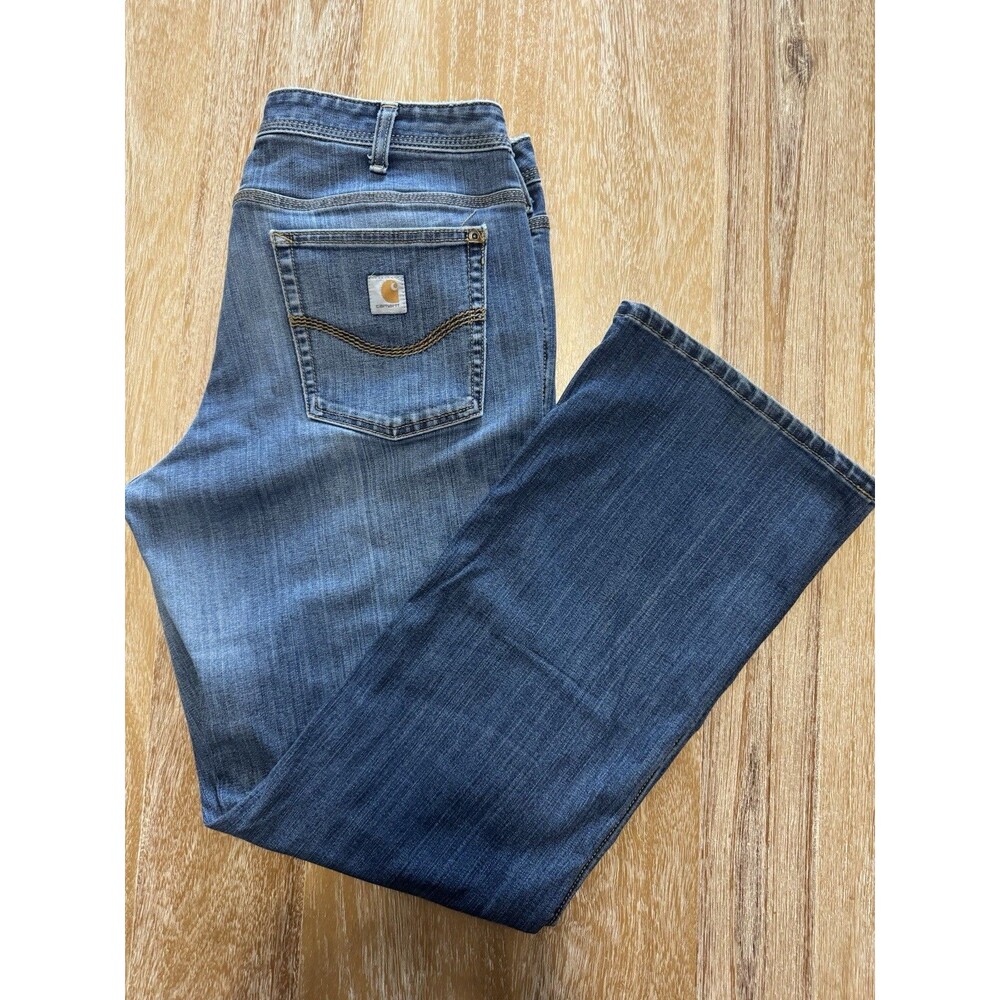 Carhartt Women's Jasper Jeans Size 14 Regular Relaxed Bootcut Stretch 100655